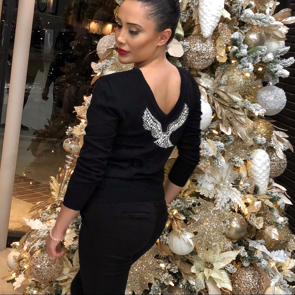 Diamond V neck double sided sweater